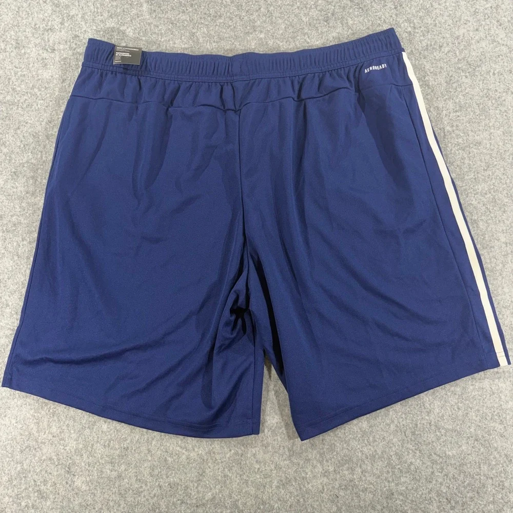 Adidas Mens Pique Training Shorts Navy Blue 3-Stripe Athletic 2XL NEW